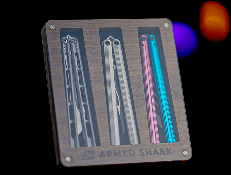 Armed Shark Balisong Trainer Walnut Display Stand