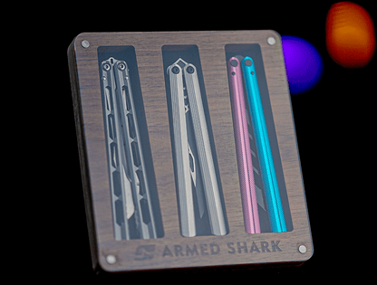 Armed Shark Balisong Trainer Walnut Display Stand