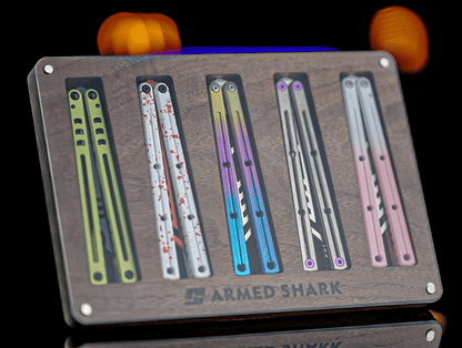 Armed Shark Balisong Trainer Walnut Display Stand