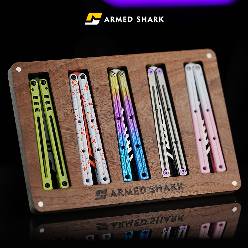 Armed Shark Balisong Trainer Walnut Display Stand