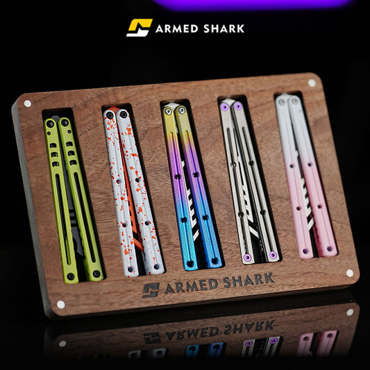 Armed Shark Balisong Trainer Walnut Display Stand