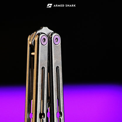 Armed Shark Krake Raken v3 Titanium Silvery balisong trainer