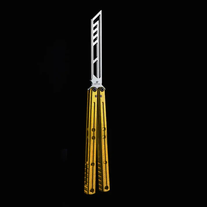 Armed Shark Krake Raken v3 balisong trainer Bright Gold edition