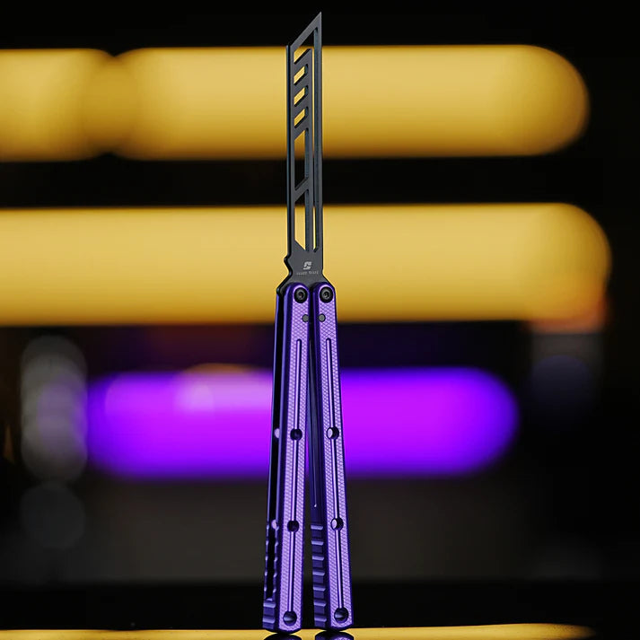Armed Shark Krake Raken v3 balisong trainer Dark Purple edition