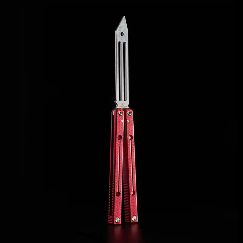 Armed Shark Squidtrainer V4 Butterfly Trainer with Red Aluminum Handle and Silver Blade