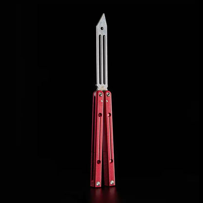 Armed Shark Squidtrainer V4 Butterfly Trainer with Red Aluminum Handle and Silver Blade